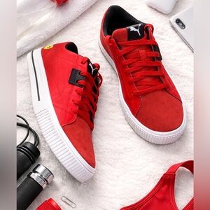 Puma Ferrari Red Low‑Top Sneakers – Women’s 7.5 – Suede Toe